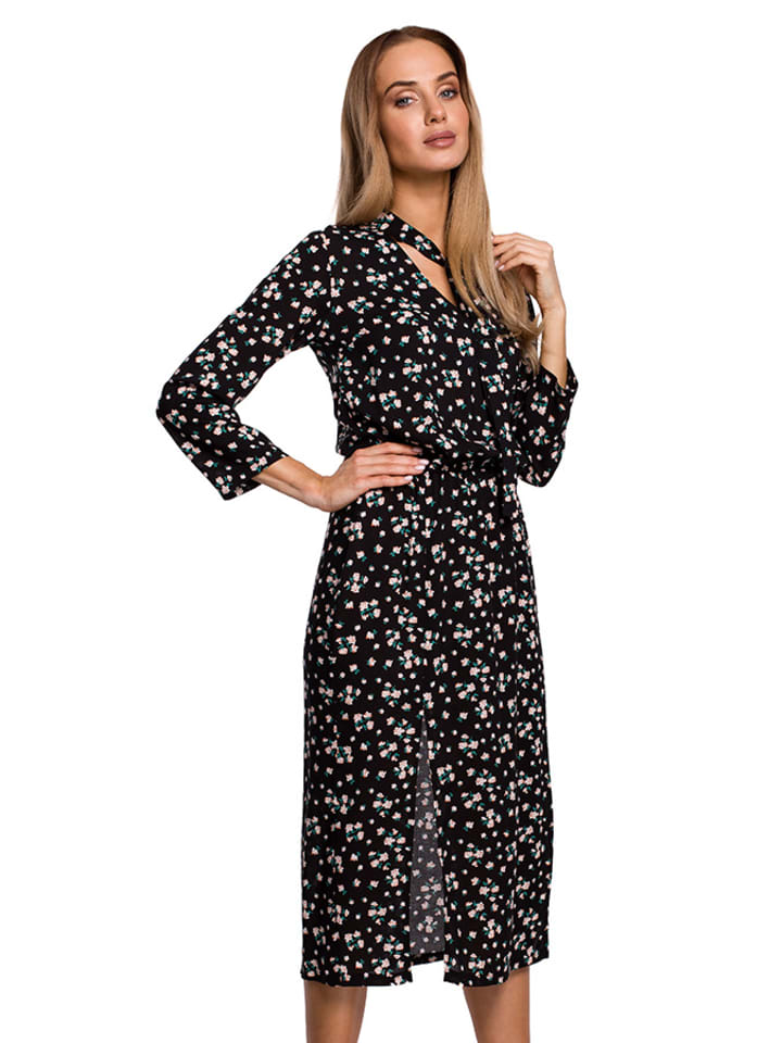 made of emotion Sukienka w kolorze czarno-biało-zielonym rozmiar: M