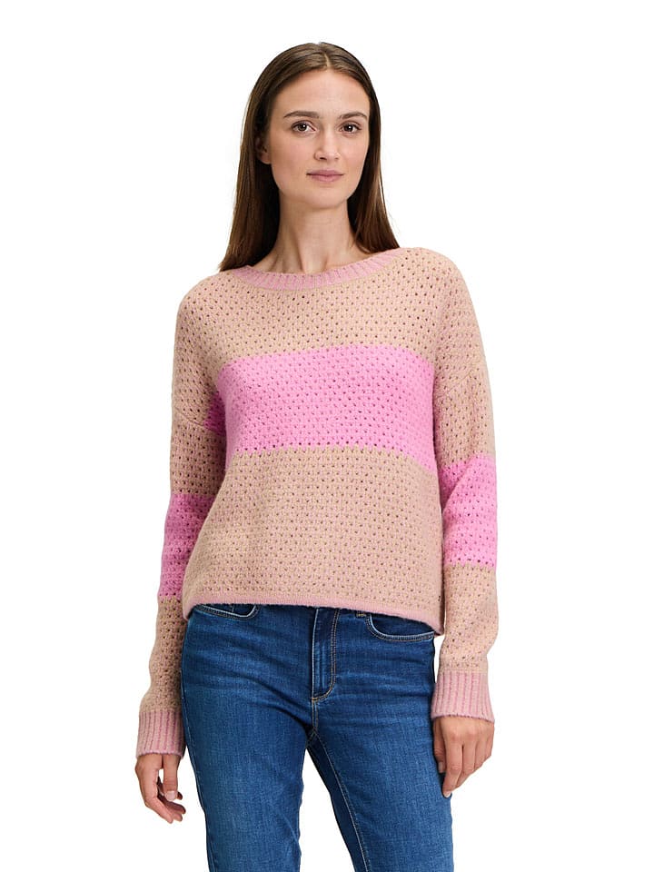 BETTY & CO Sweter w kolorze szarobrązowo-jasnoróżowym rozmiar: 44