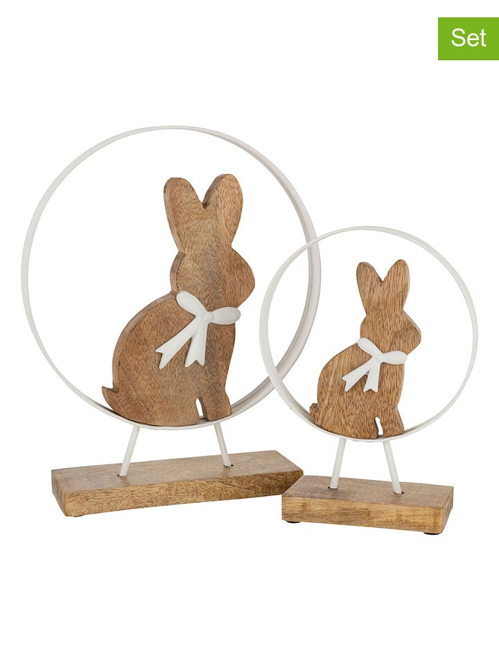 J Line Dekoracje (2 szt.) w kolorze jasnobrązowo-białym - 21,5 x 31 cm rozmiar: onesize