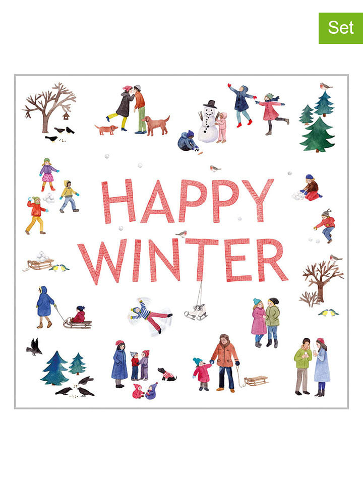 ppd Serwetki (40 szt.) "Happy Winter" w kolorze białym ze wzorem rozmiar: onesize