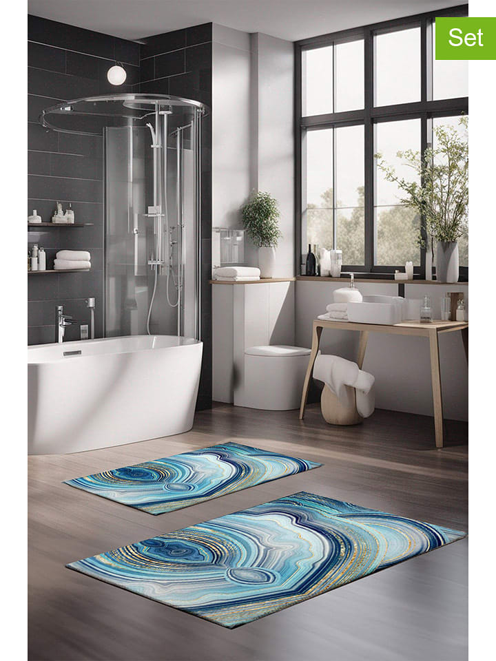 Colourful Cotton Dywaniki łazienkowe (2 szt.) w kolorze złoto-niebieskim rozmiar: onesize