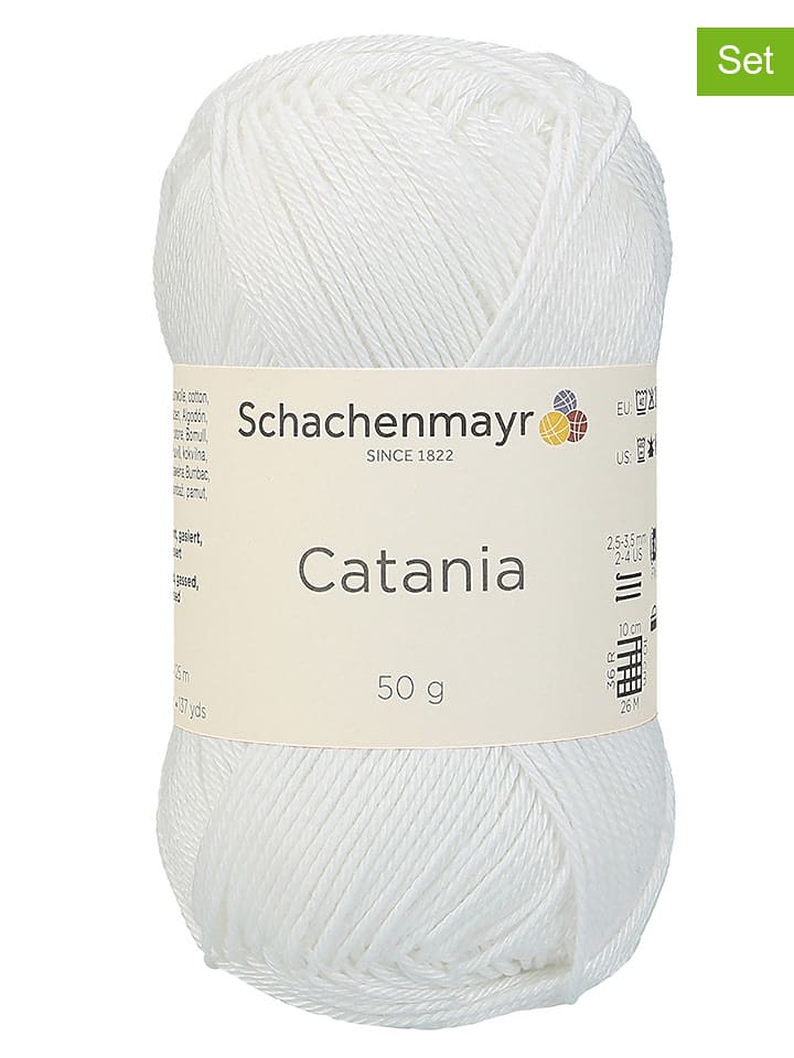 Schachenmayr since 1822 Przędza bawełniana (5 szt.) "Catania" w kolorze białym - 5 x 50 g rozmiar: onesize