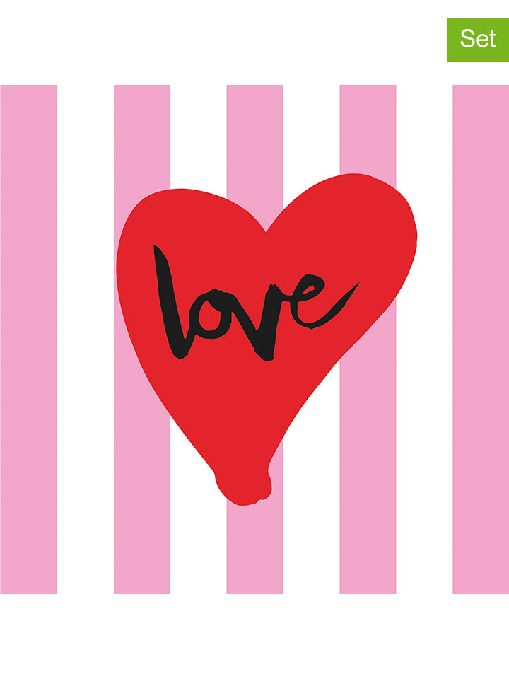 ppd Serwetki (40 szt.) "Love" w kolorze jasnoróżowo-czerwonym rozmiar: onesize