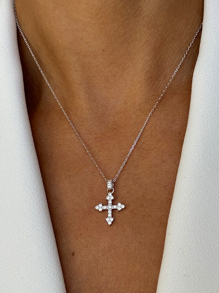 DI GIORGIO Srebrny naszyjnik z cyrkoniami - dł. 45 cm rozmiar: onesize