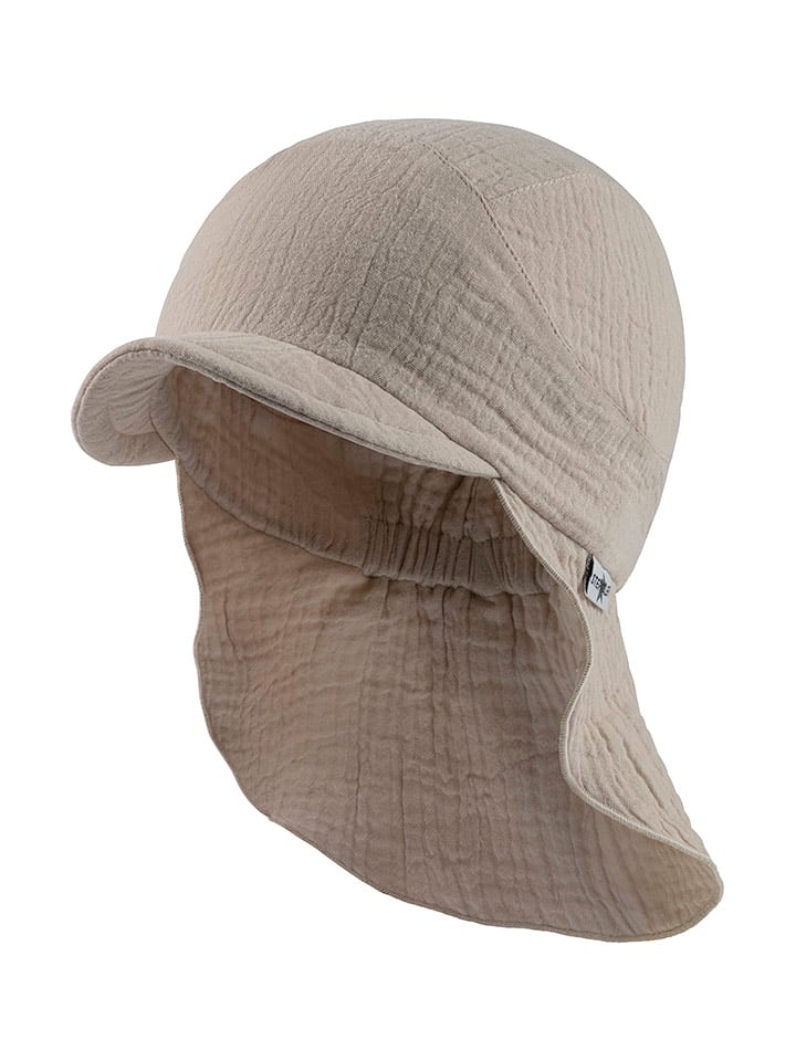 Sterntaler Czapka w kolorze beżowym z osłoną karku rozmiar: 47 cm