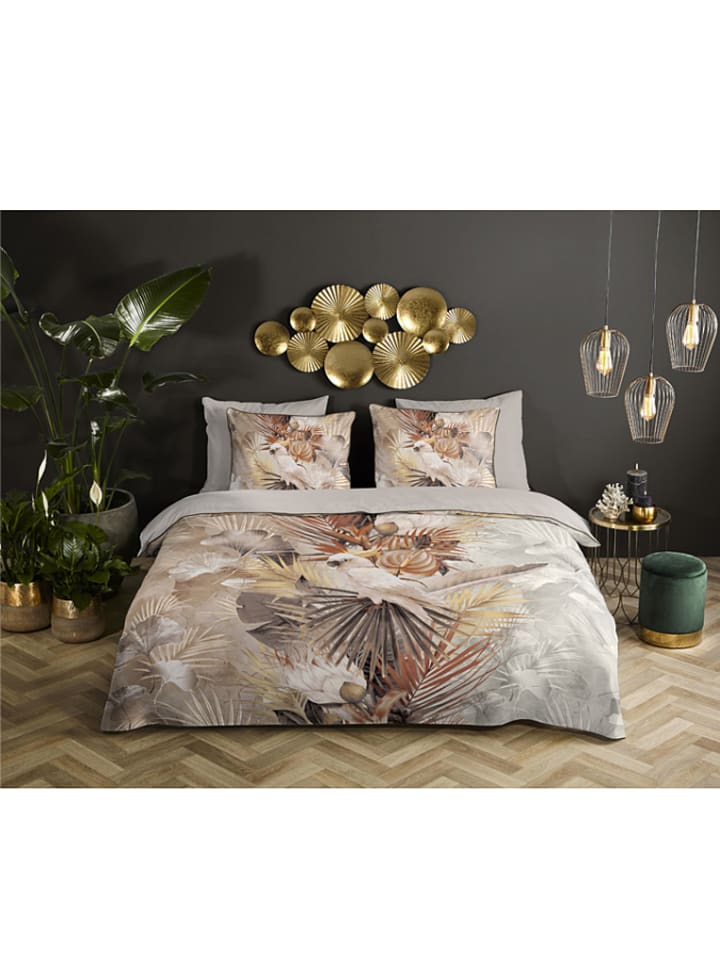 Descanso Komplet pościeli satynowej "Pippa" w kolorze beżowym rozmiar: 240x220 cm