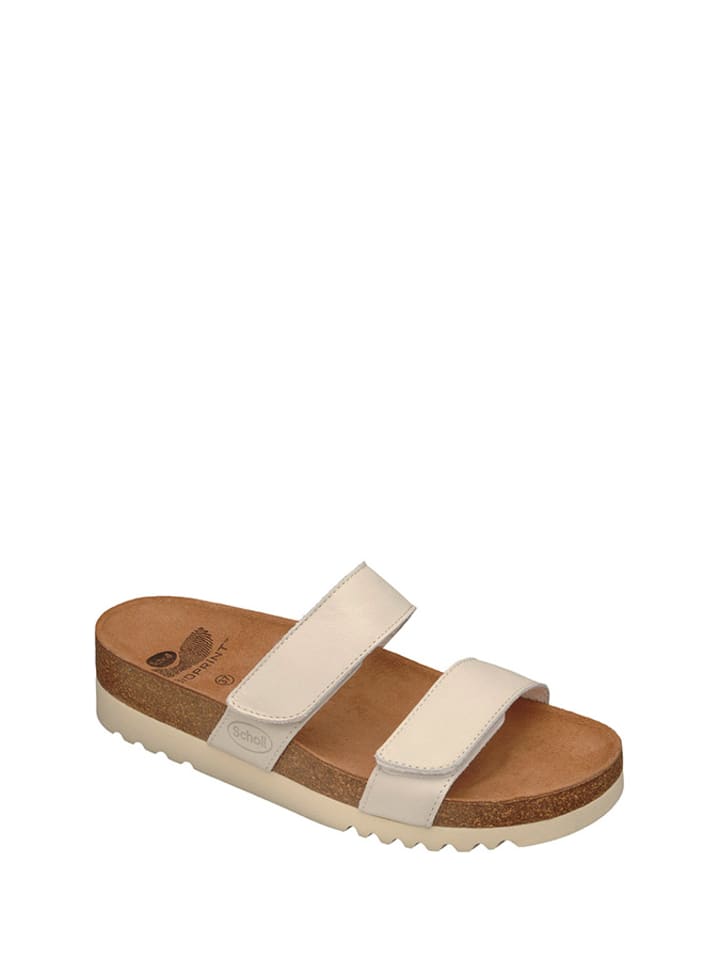 Scholl Skórzane klapki "Lusaka" w kolorze kremowym rozmiar: 41