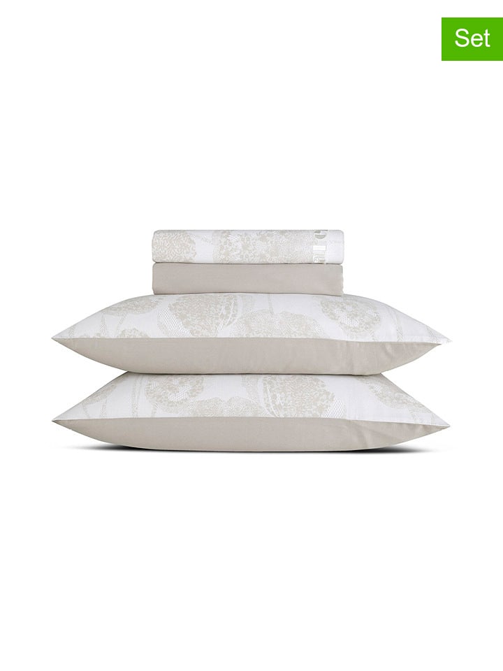 Cacharel textiles 4-częściowy zestaw satynowy w kolorze biało-szarobrązowym rozmiar: onesize