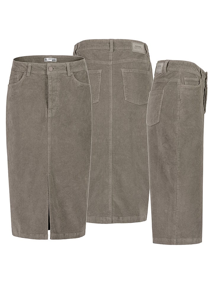 Eight2Nine Spódnica sztruksowa w kolorze szarobrązowym rozmiar: L