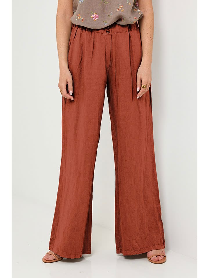 Rodier Lin Lniane spodnie w kolorze brązowym rozmiar: S/M