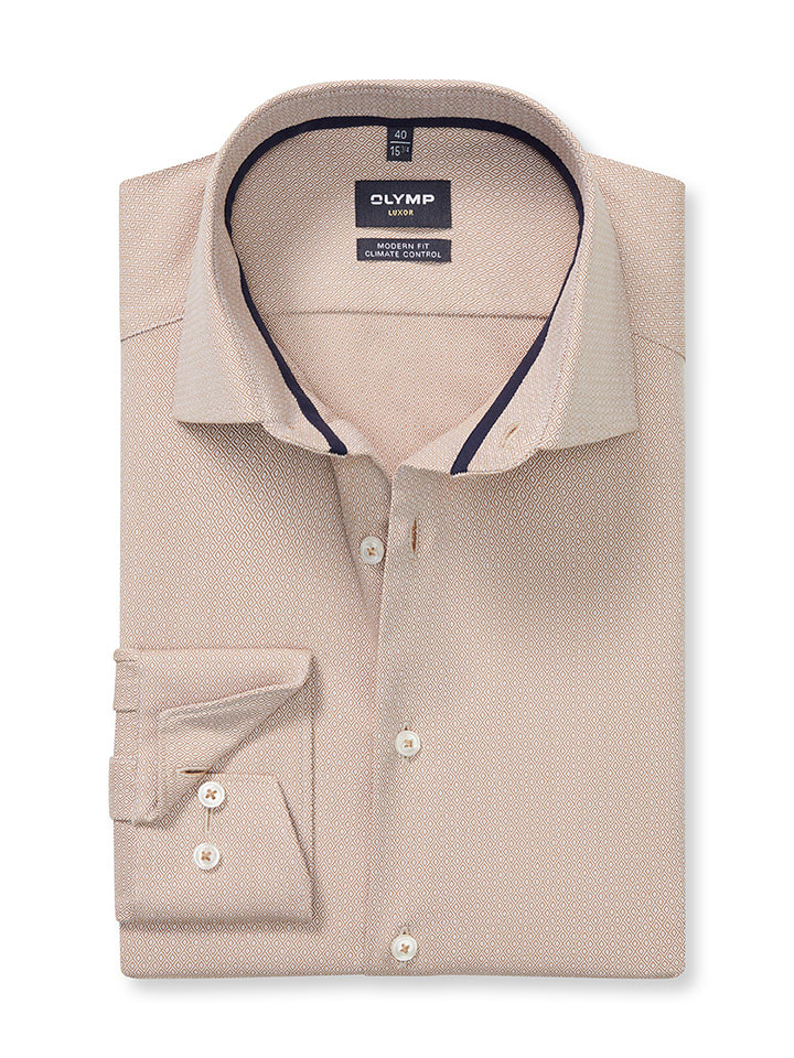OLYMP Koszula "Luxor" - Modern fit - w kolorze beżowym rozmiar: 44