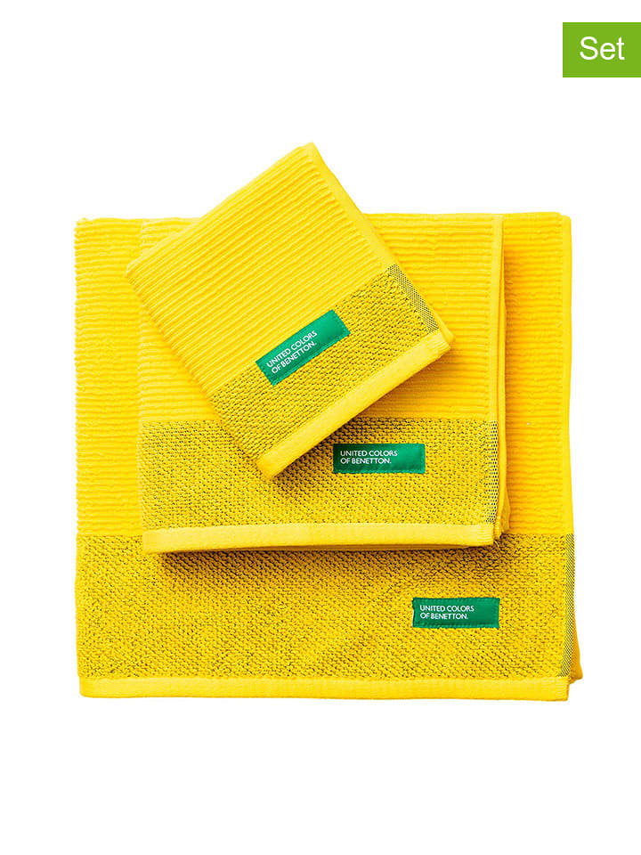 Benetton 3-częściowy zestaw ręczników w kolorze żółtym rozmiar: onesize