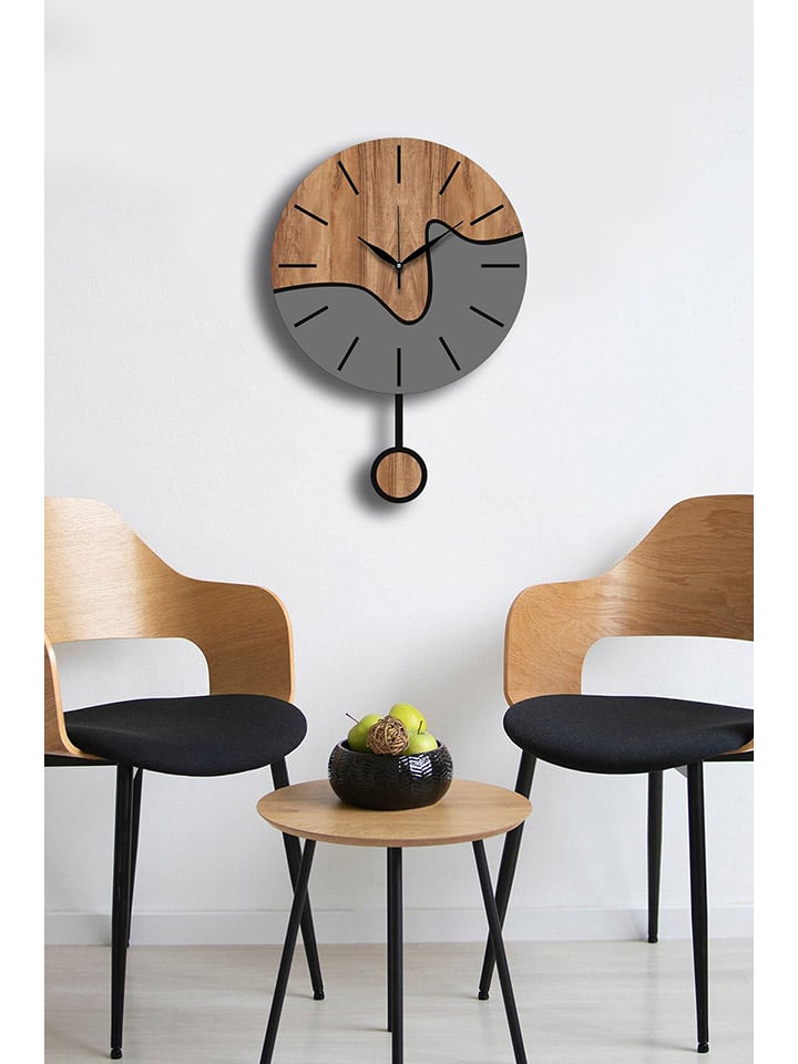 ABERTO DESIGN Zegar ścienny w kolorze jasnobrązowo-szarym - Ø 39 cm rozmiar: onesize