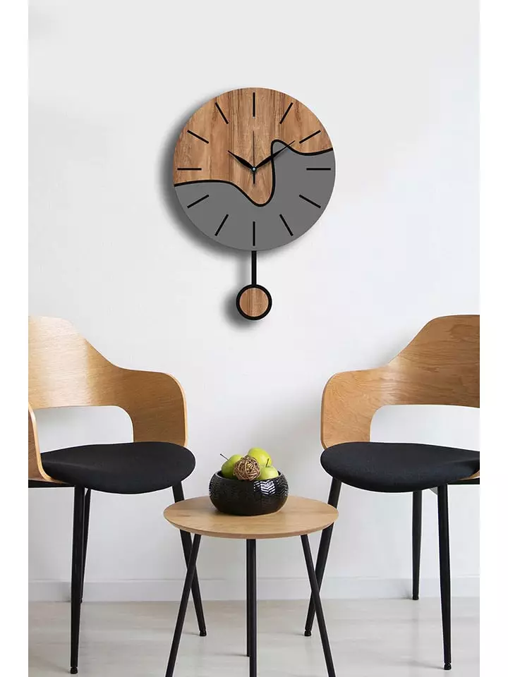 ABERTO DESIGN Zegar ścienny w kolorze jasnobrązowo-szarym - Ø 39 cm rozmiar: onesize