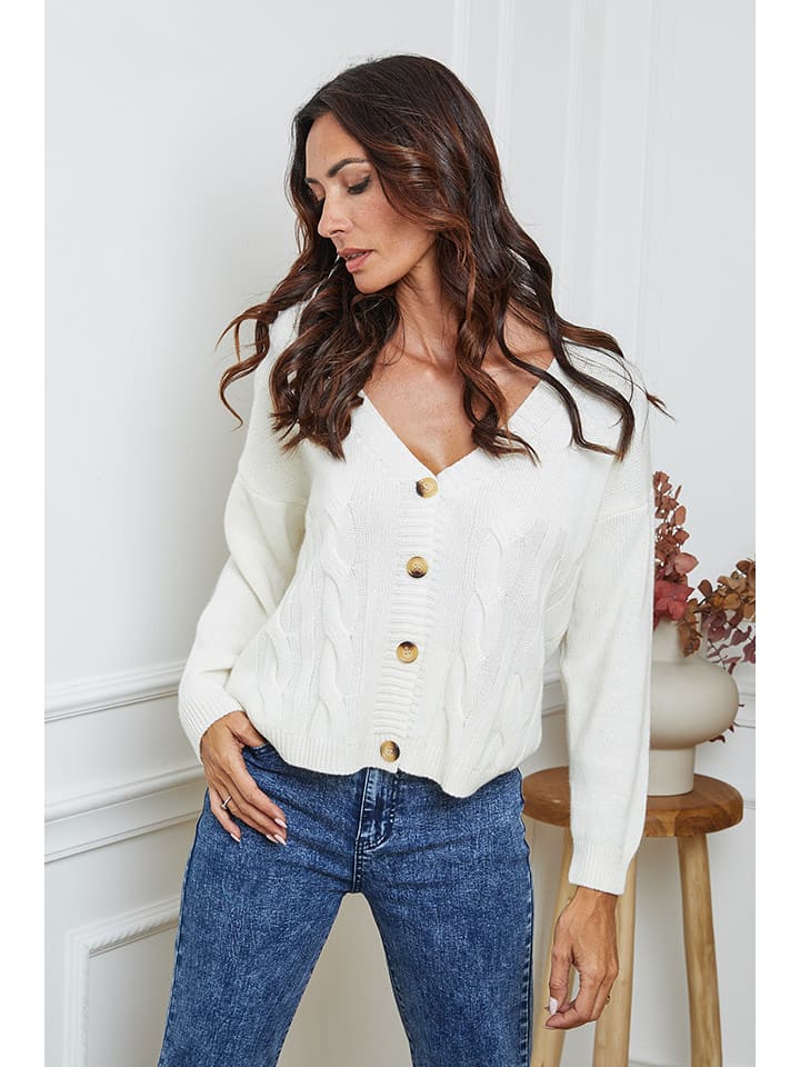 So Cachemire Kardigan "Laem" w kolorze kremowym rozmiar: L