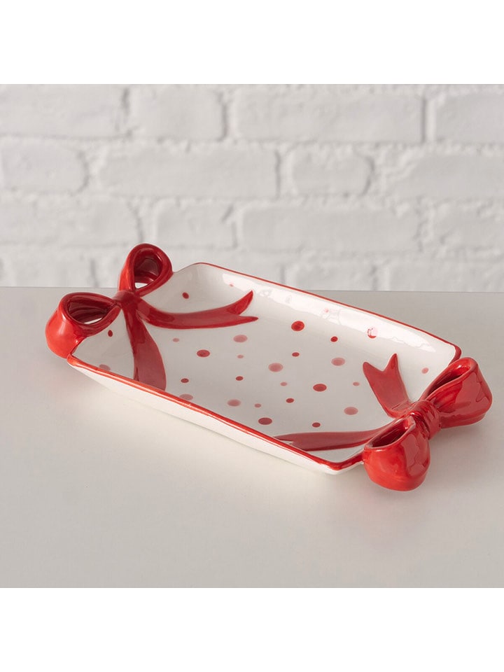 Boltze Półmisek "Marilla" w kolorze biało-czerwonym - 21 x 11 cm rozmiar: onesize
