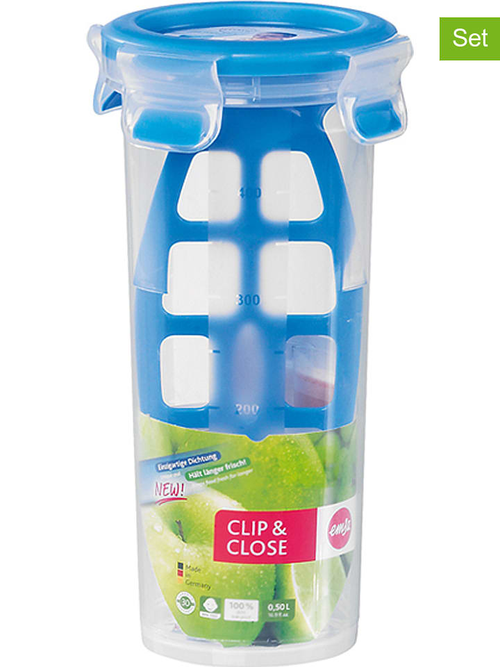 Emsa Kubek "Clip & Close" w kolorze niebieskim do mieszania - 500 ml rozmiar: onesize