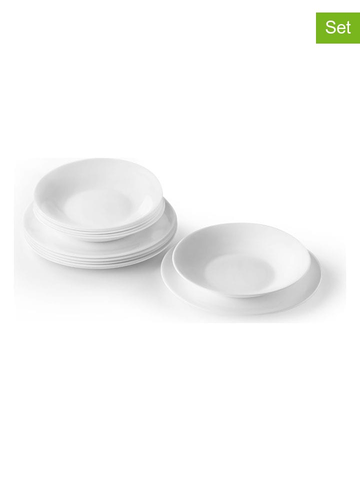 Trendy Kitchen by EXCÉLSA 12-częściowy zestaw talerzy "White Moon" w kolorze białym rozmiar: onesize