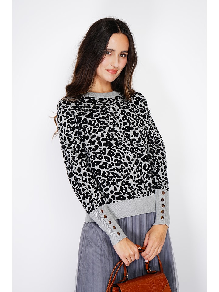 ASSUILI Sweter w kolorze czarno-szarym rozmiar: 40