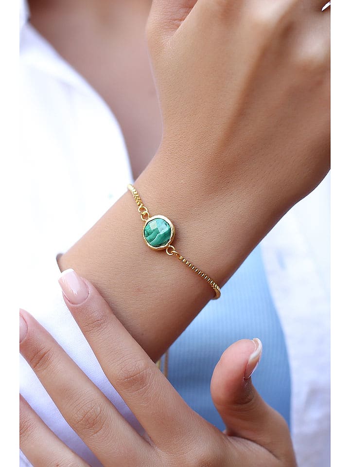 L'Atelier de Gaia Pozłacana bransoletka z malachitem rozmiar: onesize