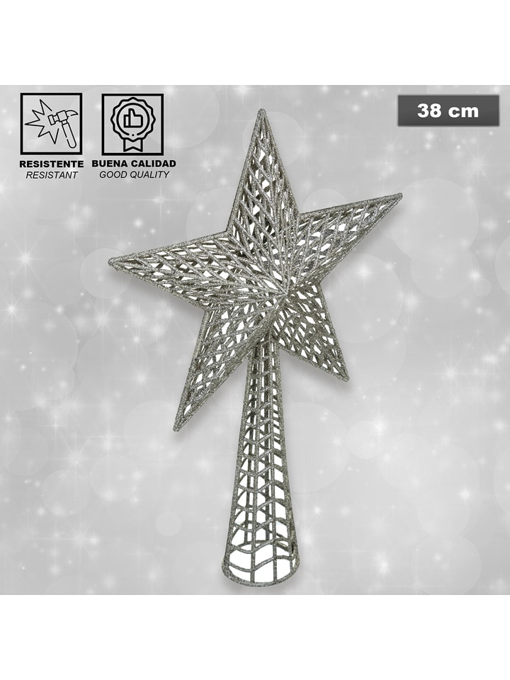 WellHome Czubek w kolorze srebrnym na choinkę - wys. 38 cm rozmiar: onesize