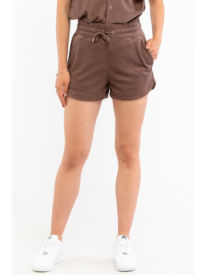 Stronger Szorty dresowe "Pebble" w kolorze brązowym rozmiar: XL