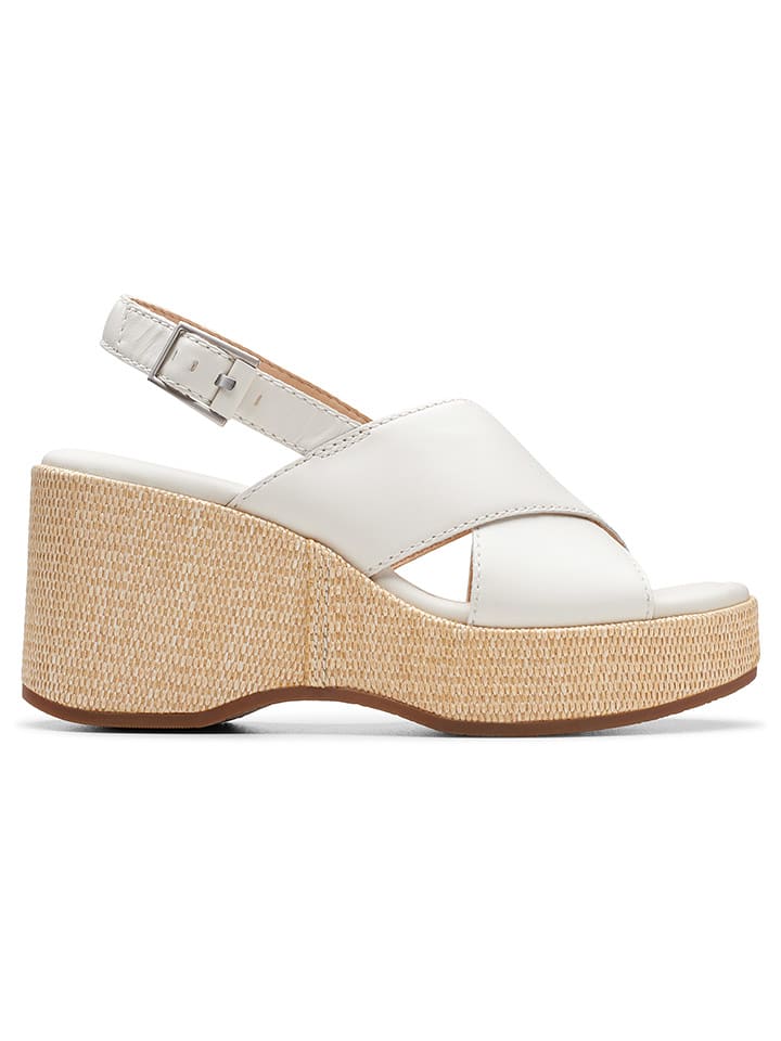 Clarks Skórzane sandały "Manon Wish" w kolorze białym na koturnie rozmiar: 42