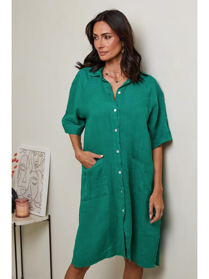 Le Monde du Lin Lniana sukienka w kolorze zielonym rozmiar: 36/38