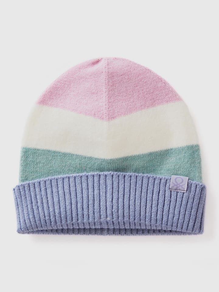 Benetton Czapka w kolorze jasnoróżowo-turkusowo-fioletowym rozmiar: 90
