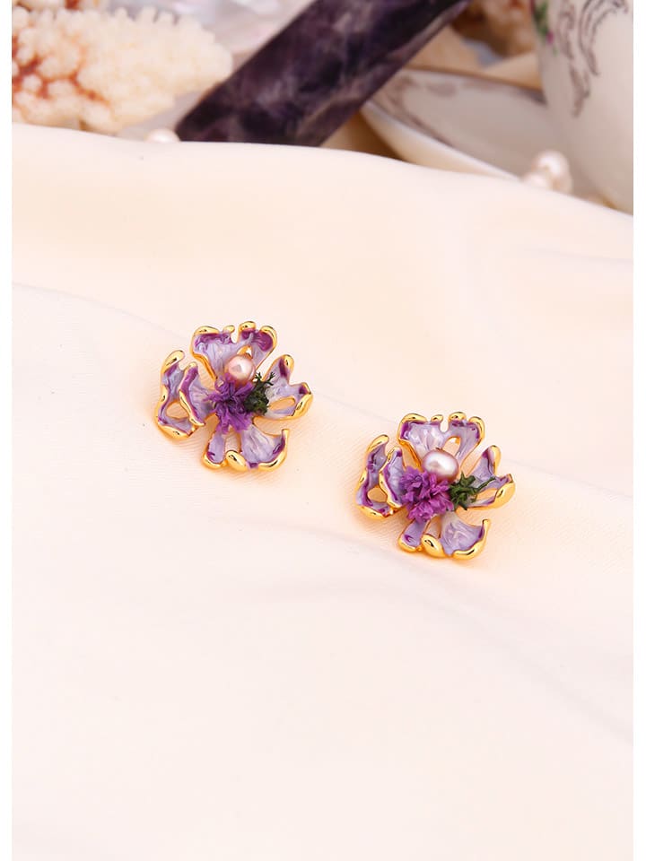 L'Atelier de Gaia Pozłacane kolczyki-wkrętki z masą perłową rozmiar: onesize