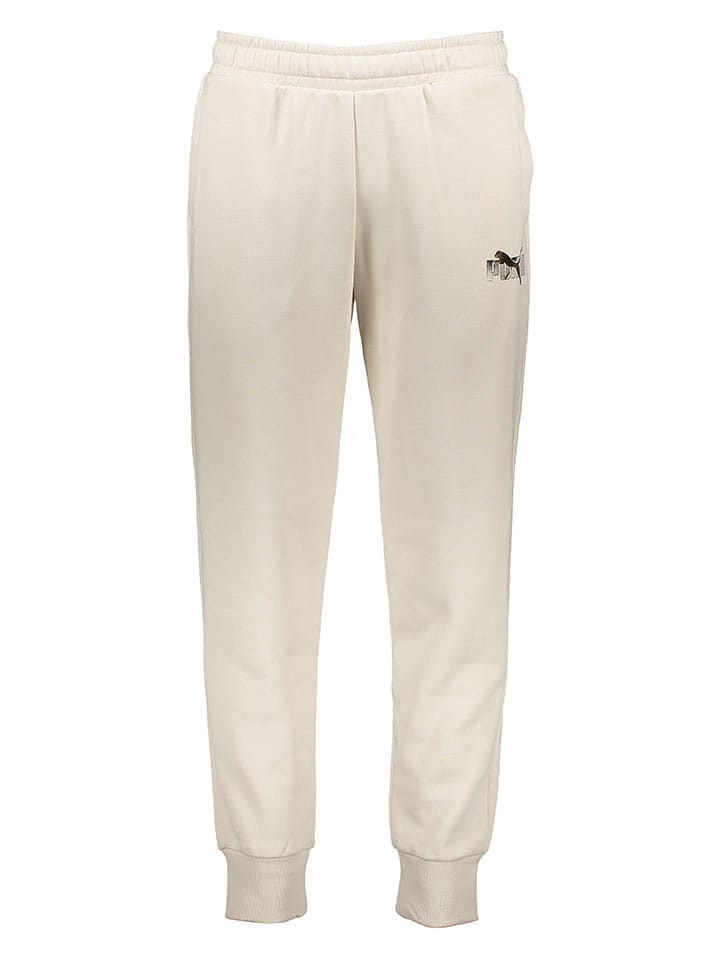 Puma Spodnie dresowe "Essentials+" w kolorze beżowym rozmiar: XL
