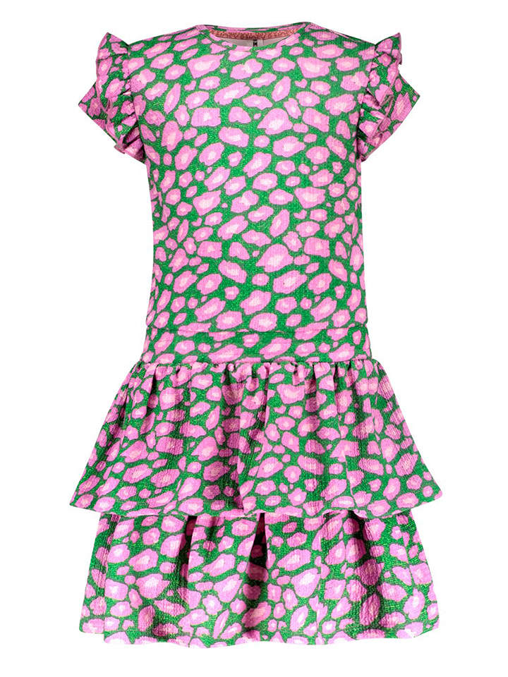 B.Nosy Sukienka "Delphi" w kolorze zielono-jasnoróżowym rozmiar: 134/140