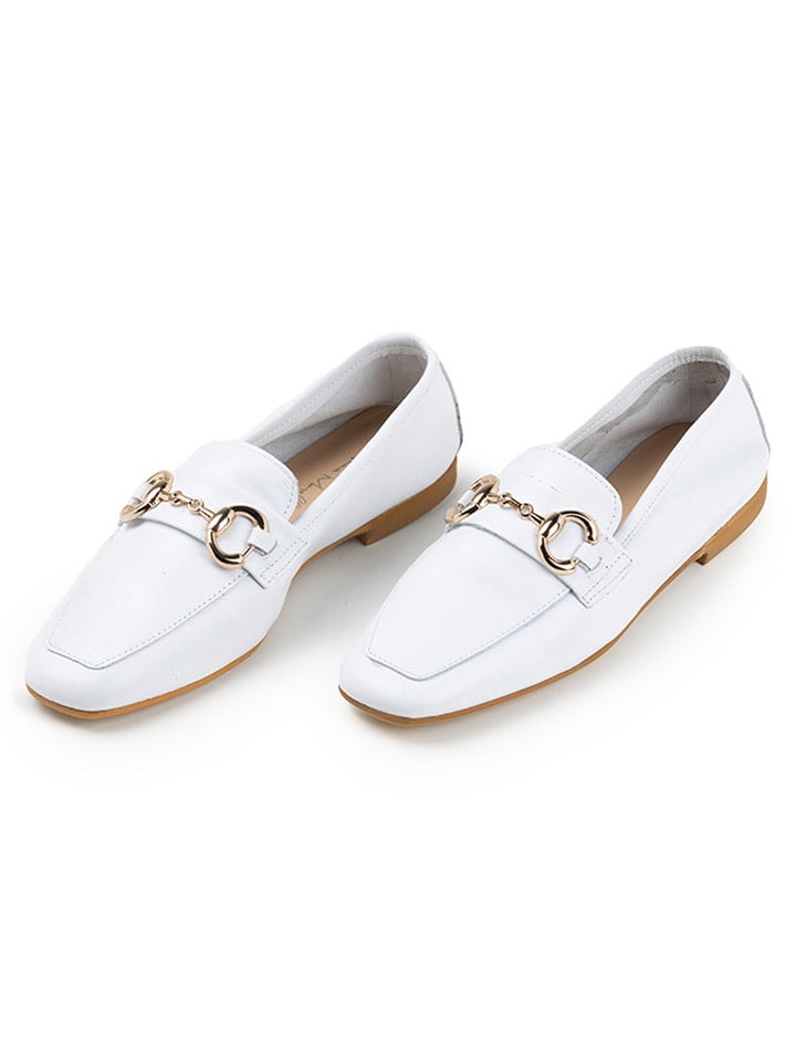 Anna Morellini Skórzane mokasyny "Pinetta" w kolorze białym rozmiar: 38