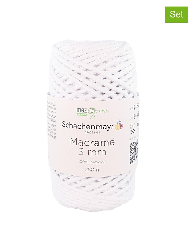 Schachenmayr since 1822 Przędza bawełniana (4 szt.) "Macramé 5 mm" w kolorze białym - 4 x 250 g rozmiar: onesize