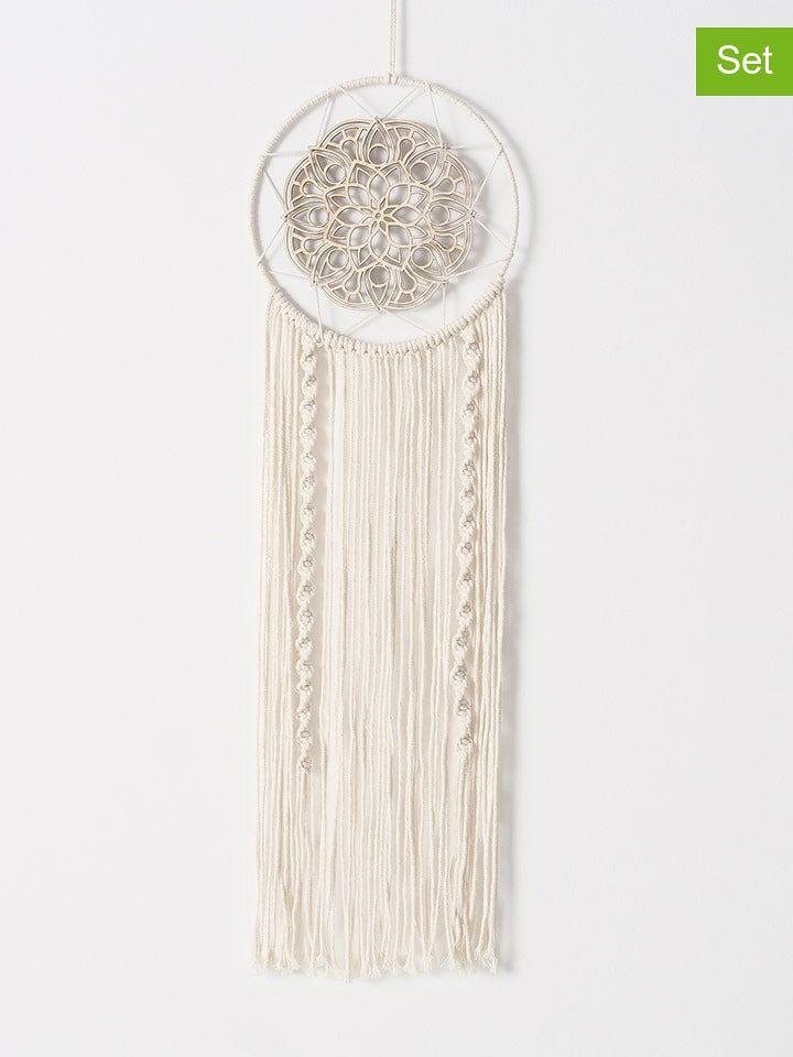 Boltze Łapacze snów (2 szt.) "Chakra" w kolorze beżowo-kremowym - 86 cm rozmiar: onesize