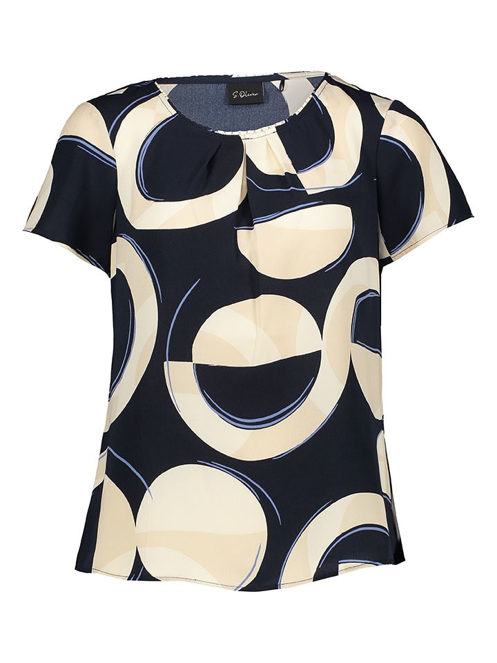 s.Oliver Bluzka w kolorze czarno-beżowo-niebieskim rozmiar: 34