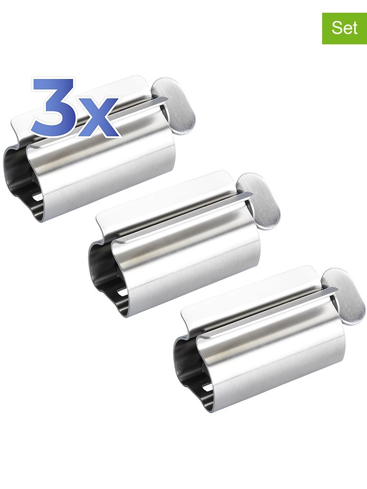 Wenko Wyciskacze (3 szt.) w kolorze srebrnym do tubek - wys. 8,3 cm rozmiar: onesize