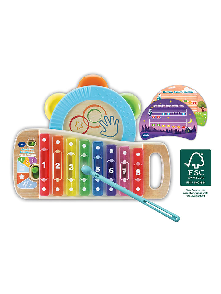 vtech Interaktywny drewniany ksylofon z tamburynem - 18m+ rozmiar: onesize