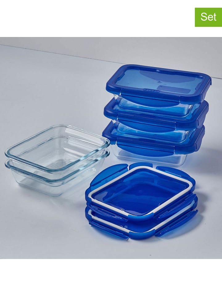 Pyrex Pojemniki (5 szt.) "Cook&Go" w kolorze niebieskim - 800 ml rozmiar: onesize