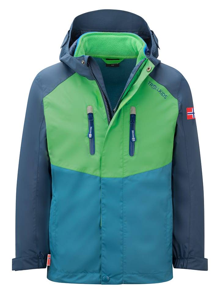 Trollkids Kurtka funkcyjna 3w1 "Bryggen" w kolorze niebiesko-zielonym rozmiar: 110