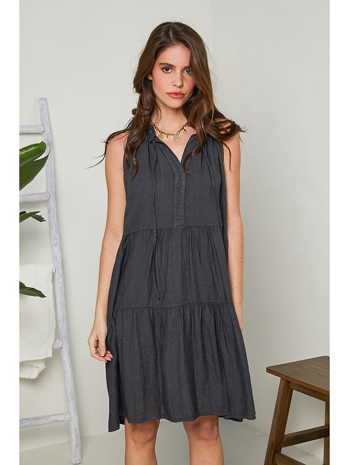 Rodier Lin Lniana sukienka w kolorze antracytowym rozmiar: M/L