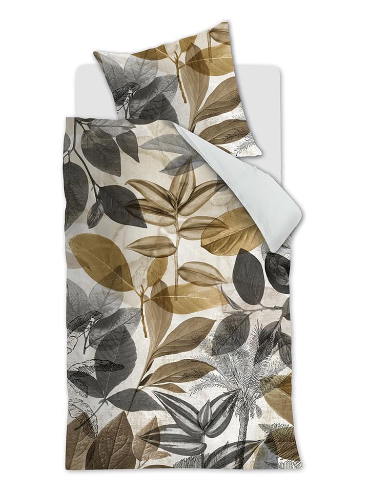 Beddinghouse Komplet pościeli satynowej "Amazonia" w kolorze jasnobrązowo-szarym rozmiar: 135x200 cm