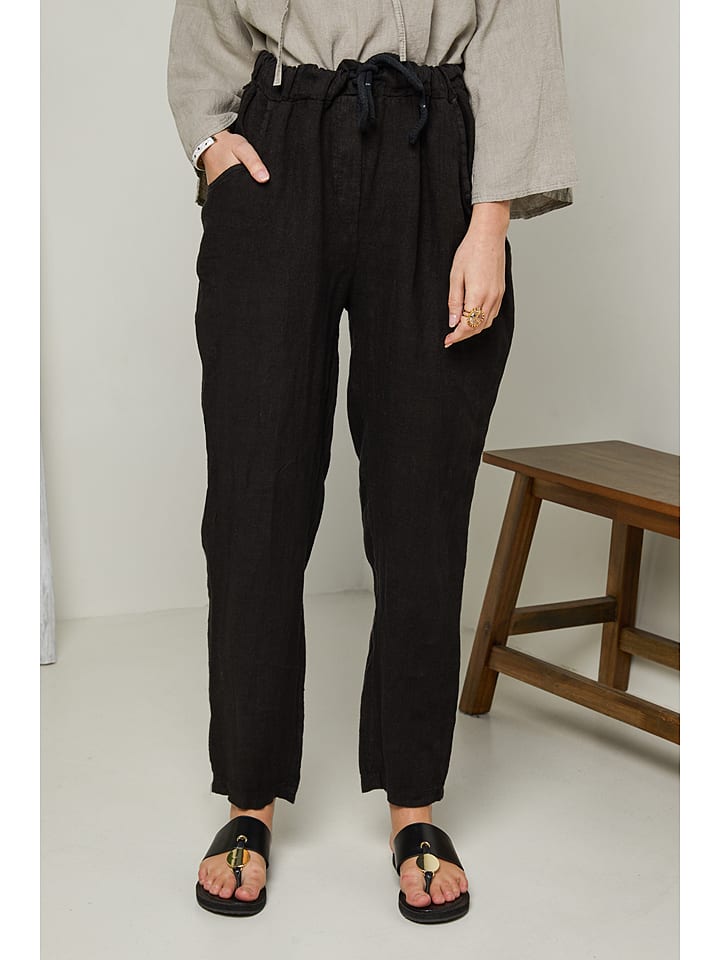 Rodier Lin Lniane spodnie w kolorze czarnym rozmiar: S/M
