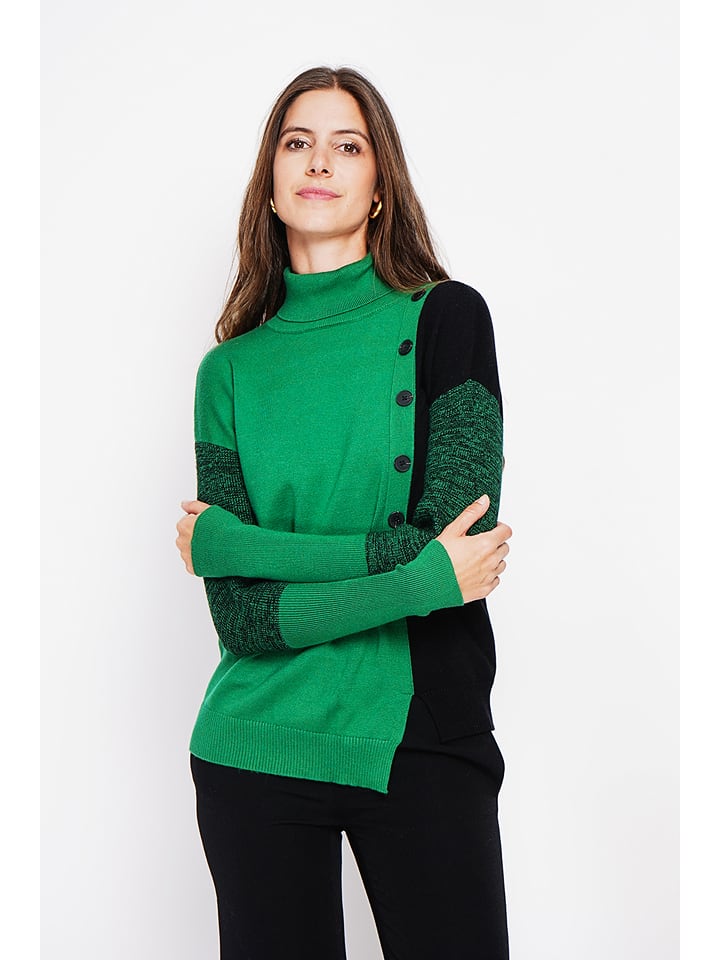 ASSUILI Sweter w kolorze zielono-czarnym rozmiar: 40