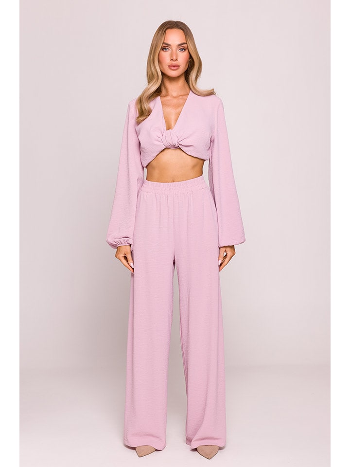 made of emotion Spodnie w kolorze jasnoróżowym rozmiar: S