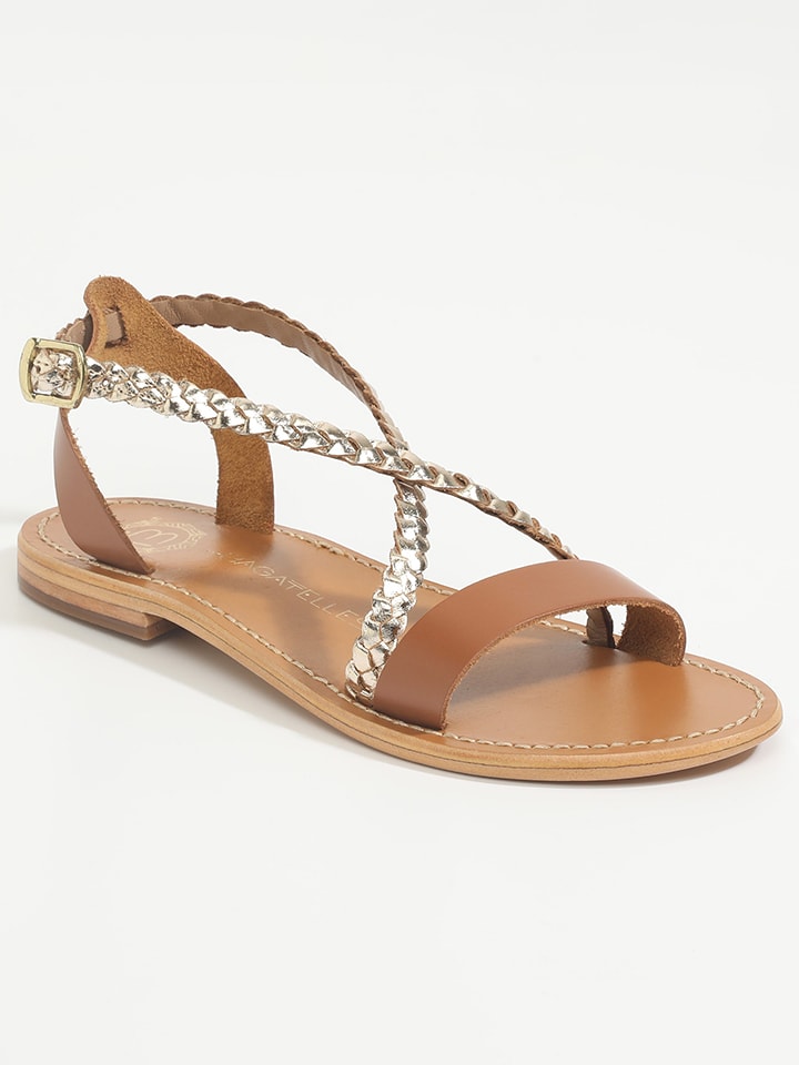 Les BAGATELLES Skórzane sandały "Raisa" w kolorze złoto-jasnobrązowym rozmiar: 39