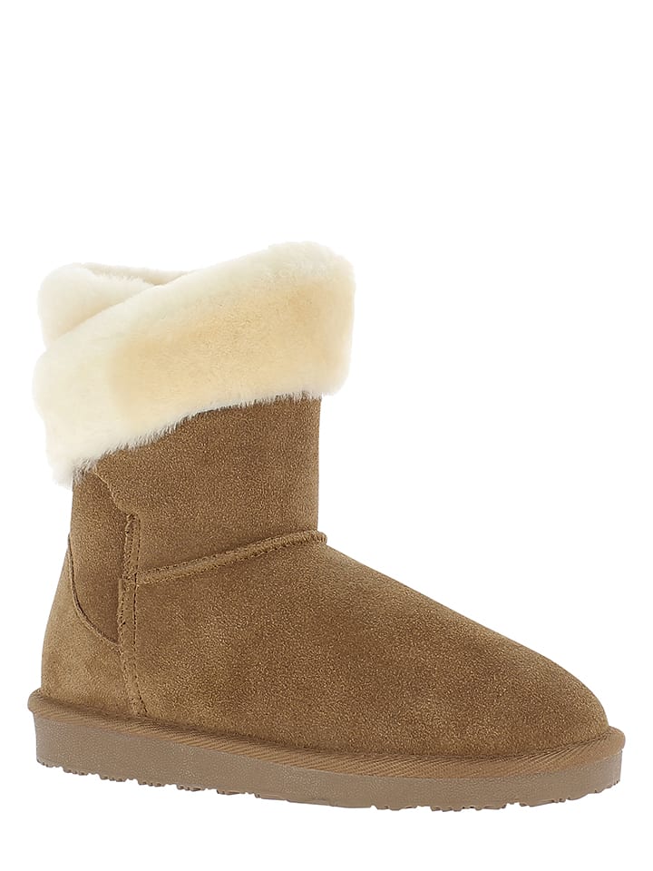 Gooce Skórzane kozaki zimowe "Beverly" w kolorze jasnobrązowym rozmiar: 40