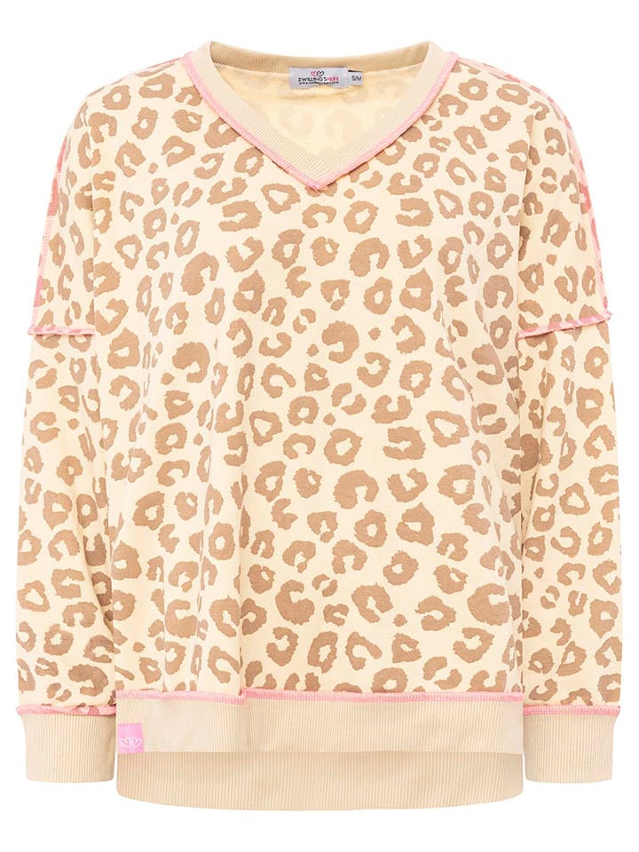 Zwillingsherz Bluza "Soft Leo" w kolorze beżowym rozmiar: L/XL