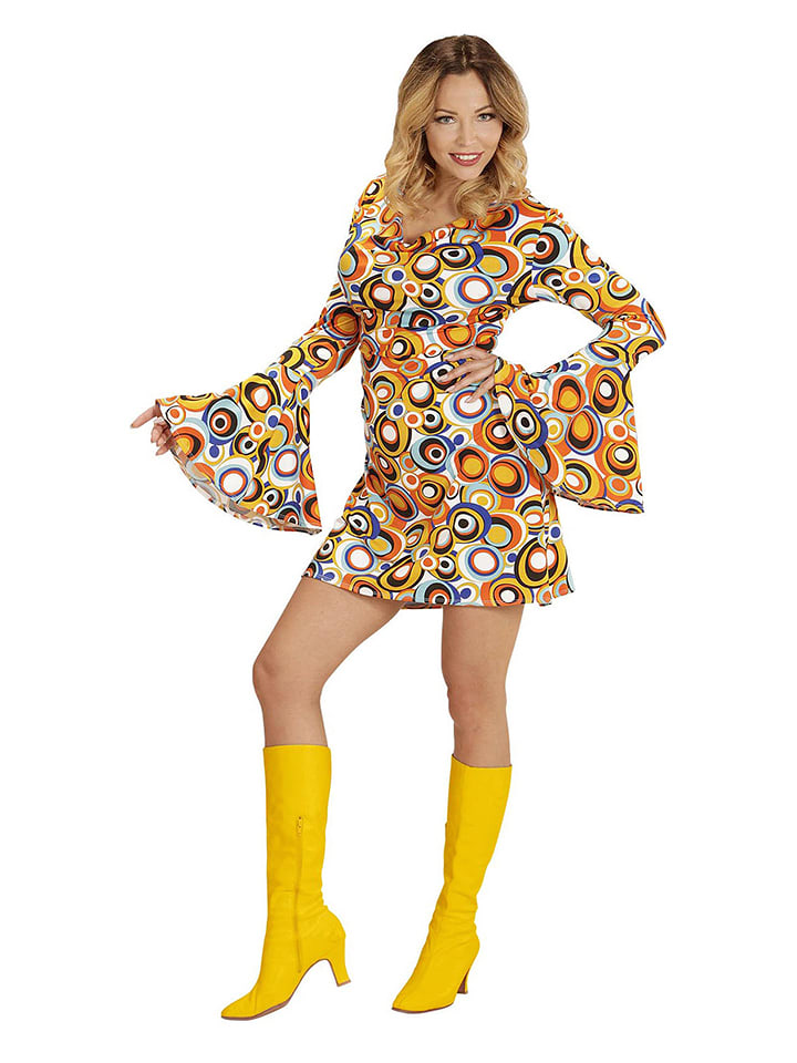 Carnival Party Sukienka kostiumowa w kolorze pomarańczowym ze wzorem rozmiar: S