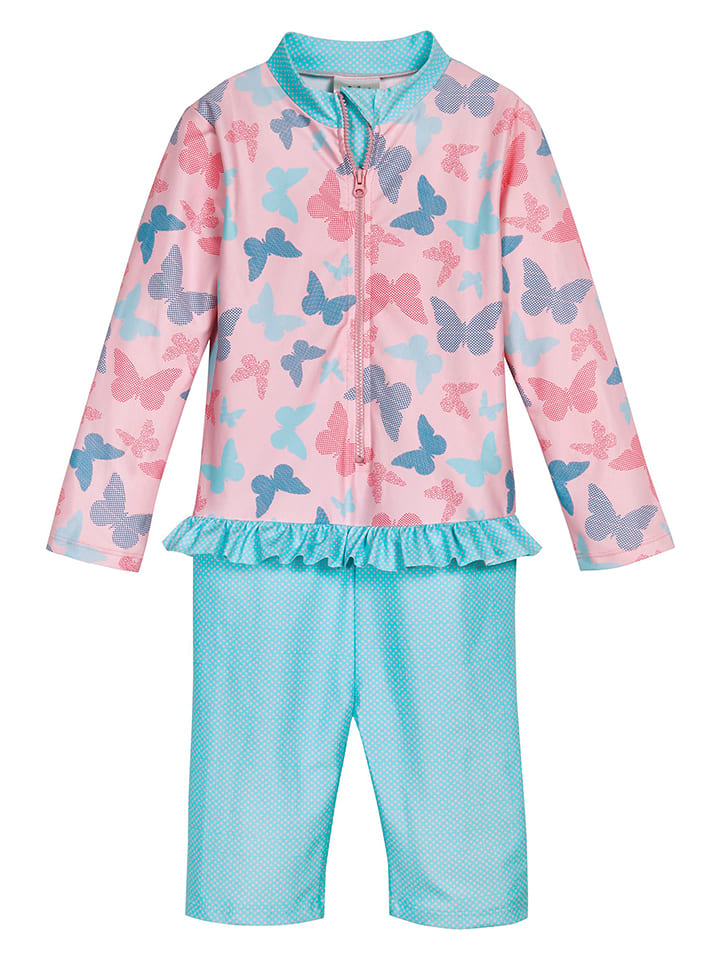 Playshoes Strój kąpielowy w kolorze jasnoróżowo-turkusowym rozmiar: 74/80